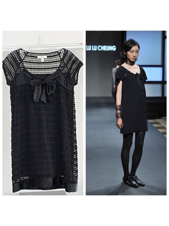 Lu Lu Cheung Dresses & Skirts - Lu Lu Cheung Designer - Lolita Dress - Silk + Eyelet Babydoll with Bow, Med